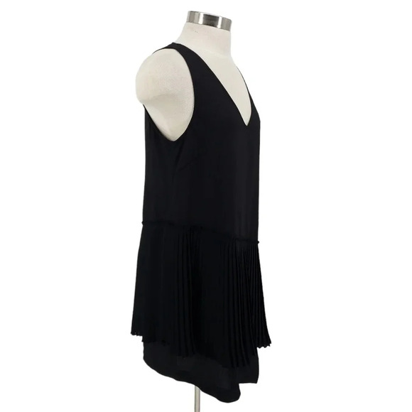 Derek Lam 10 Crosby Shift Tank Dress Black Pleated Sleeveless V Neck Sundress - Picture 5 of 8